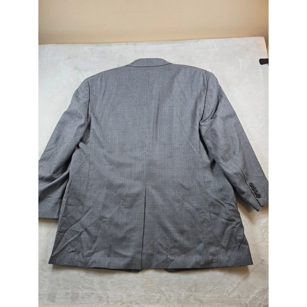 Lauren Ralph Lauren Sport Coat Mens 54L Blue Grey Silk Wool Houndstooth Blazer